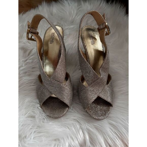 Michael Kors Woman's Becky Dress Sandals Gold Size 9 - Picture 1 of 5